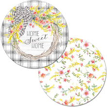 Load image into Gallery viewer, CounterArt Spring Gingham Wreath Reversible Easy Care Set of 4 Placemats, Made in The USA
