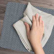 Load image into Gallery viewer, CounterArt Grey and Natural Basket Weave Design Reversible Easy Care Plastic Placemat Set of 4 Made in The USA
