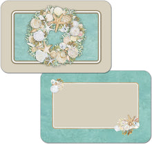 Load image into Gallery viewer, CounterArt Coastal Wreath Reversible Easy Care Placemats Set of 4 Made in The USA
