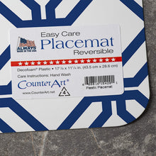 Load image into Gallery viewer, CounterArt Blue Lattice Reversible Easy Care Plastic Placemats Set of 4 Made in The USA
