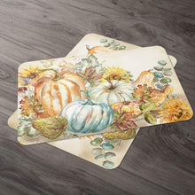 Load image into Gallery viewer, CounterArt Harvest Pumpkins and Sunflowers Rectangular Placemat Set of 4
