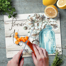Load image into Gallery viewer, CounterArt Tempered Glass Counter Saver 10” x 8” Cotton Boll - Printed in the USA
