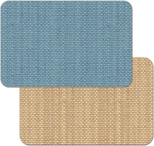 Load image into Gallery viewer, CounterArt Blue and Natural Basket Weave Design Reversible Easy Care Plastic Placemat Set of 4 Made in The USA
