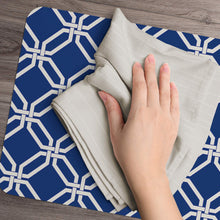 Load image into Gallery viewer, CounterArt Blue Lattice Reversible Easy Care Plastic Placemats Set of 4 Made in The USA
