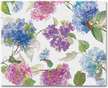 Load image into Gallery viewer, CounterArt Multi Hydrangea Tempered Glass Counter Saver/Cutting Board 15 inch by 12 inch
