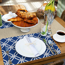 Load image into Gallery viewer, CounterArt Blue Lattice Reversible Easy Care Plastic Placemats Set of 4 Made in The USA
