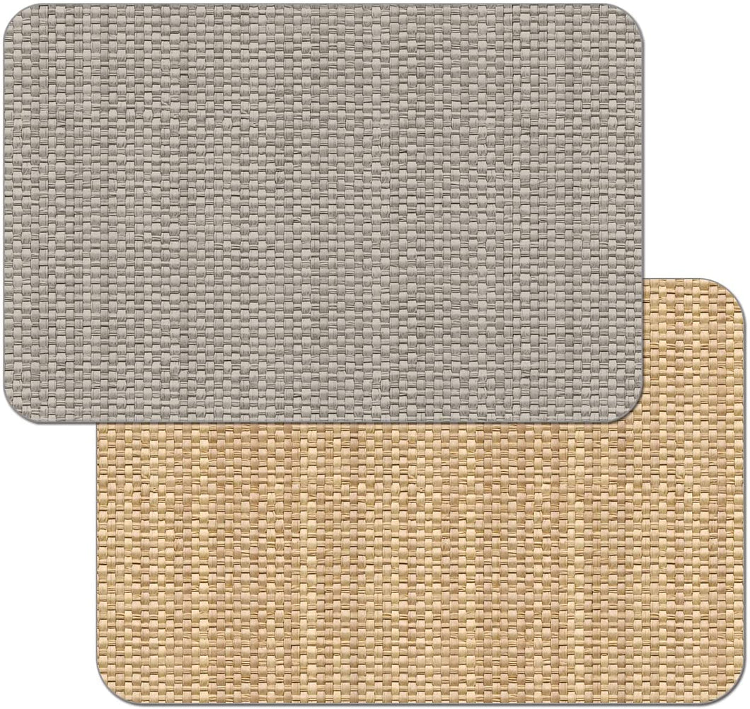 CounterArt Taupe and Natural Basket Weave Design Reversible Easy Care Plastic Placemat Set of 4 Made in The USA
