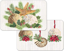 Load image into Gallery viewer, Counterart Reversible Set of 4 Wipe Clean Placemats Christmas by The Sea
