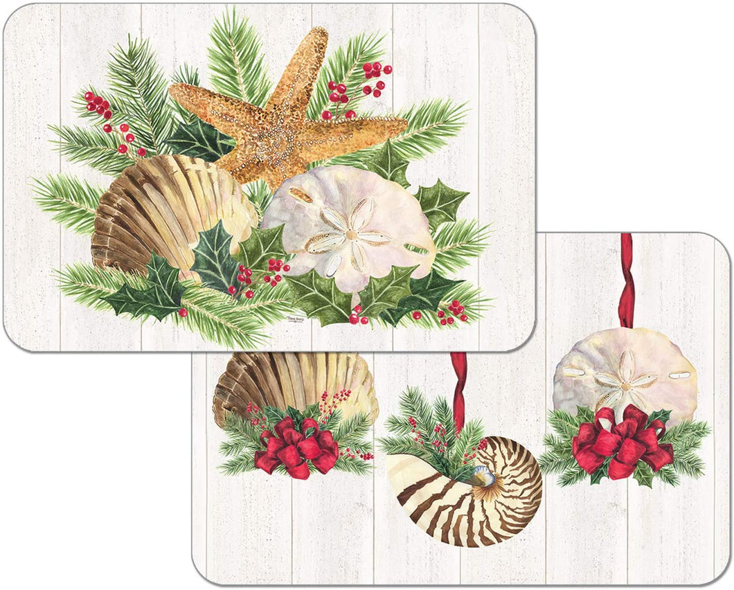 Counterart Reversible Set of 4 Wipe Clean Placemats Christmas by The Sea