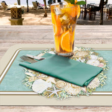 Load image into Gallery viewer, CounterArt Coastal Wreath Reversible Easy Care Placemats Set of 4 Made in The USA
