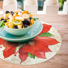 Load image into Gallery viewer, CounterArt Grand Poinsettia Reversible Easy Care Set of Four Placemats, Made in The USA
