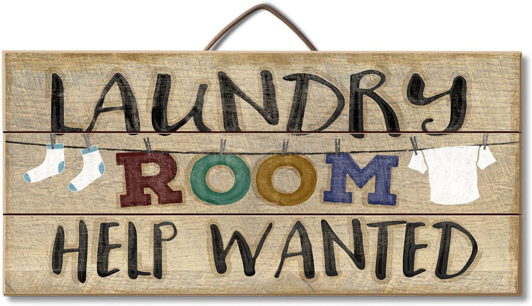 Highland Home Laundry Room Help Wanted Slatted Pallet Wood Sign Made in The USA