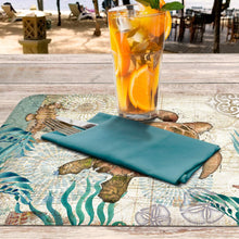Load image into Gallery viewer, CounterArt Monterey Bay Turtle Reversible Easy Care Placemat Set of 4 Made in The USA
