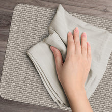 Load image into Gallery viewer, CounterArt Taupe and Natural Basket Weave Design Reversible Easy Care Plastic Placemat Set of 4 Made in The USA

