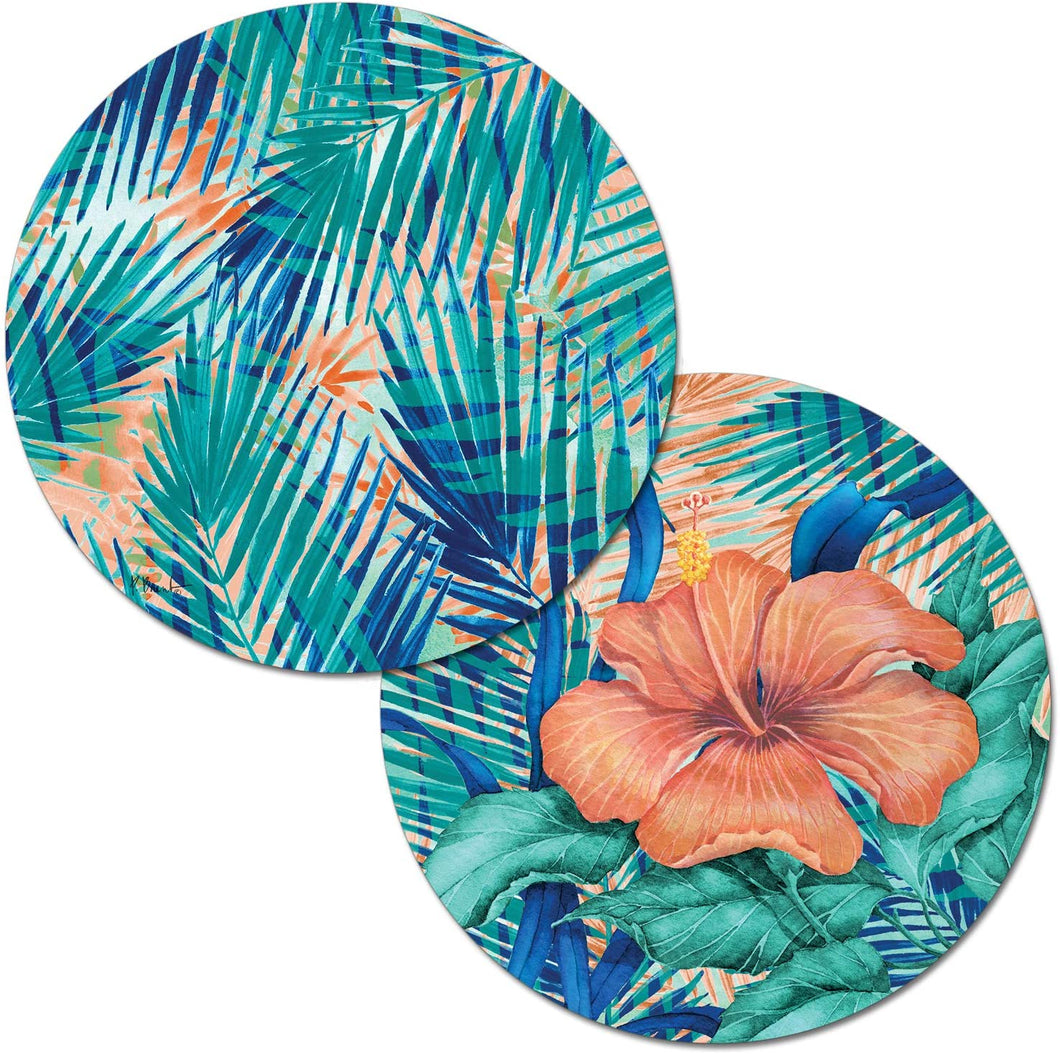 CounterArt Miami Palms Reversible Easy Care Set of Four Placemats, Made in The USA