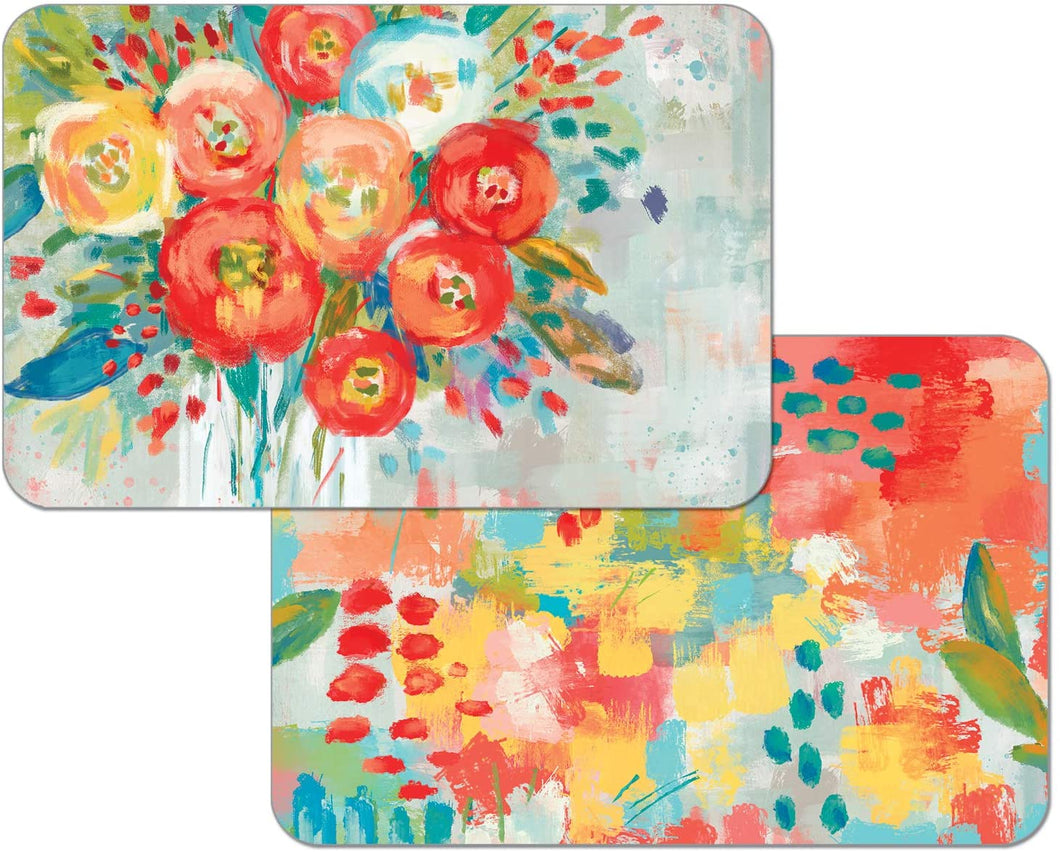 CounterArt Coral Floral Reversible Rectangular Placemat Set of 4