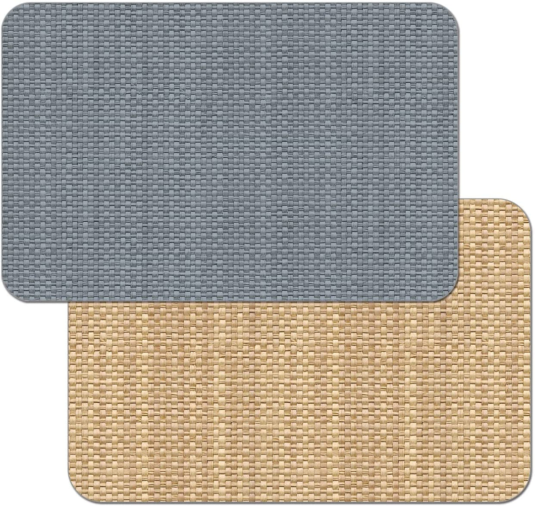 CounterArt Grey and Natural Basket Weave Design Reversible Easy Care Plastic Placemat Set of 4 Made in The USA
