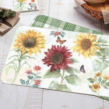 Load image into Gallery viewer, CounterArt Sunflower Splendor by Beth Grove Reversible Easy Care Set of Four Placemats, Made in The USA

