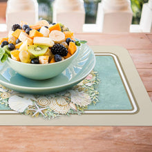 Load image into Gallery viewer, CounterArt Coastal Wreath Reversible Easy Care Placemats Set of 4 Made in The USA
