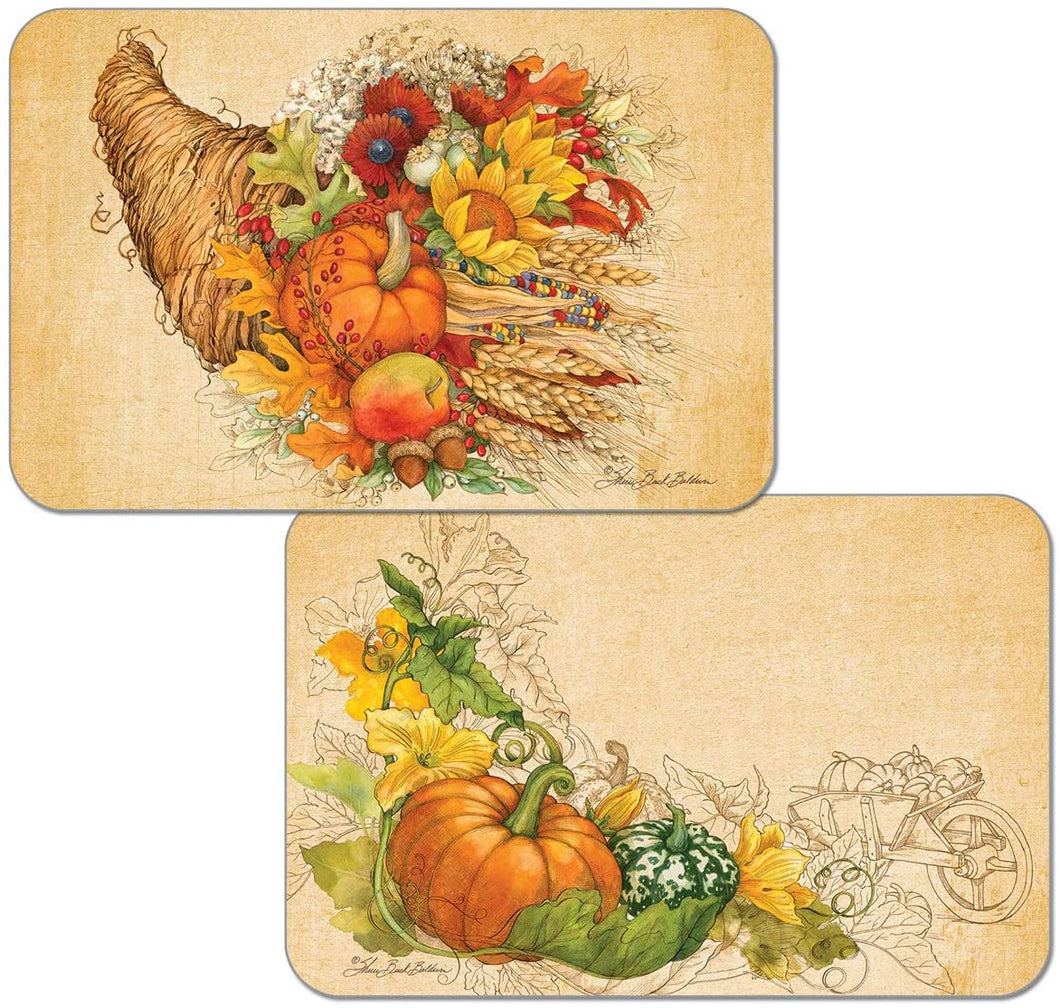 CounterArt Fall Pumpkins Reversible Wipe Clean Placemats Set of 4 Made in The USA