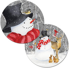Load image into Gallery viewer, CounterArt Snowy Day Snowman Reversible Easy Care Set of Four Placemats Made in The USA
