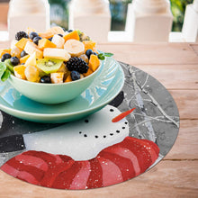 Load image into Gallery viewer, CounterArt Snowy Day Snowman Reversible Easy Care Set of Four Placemats Made in The USA
