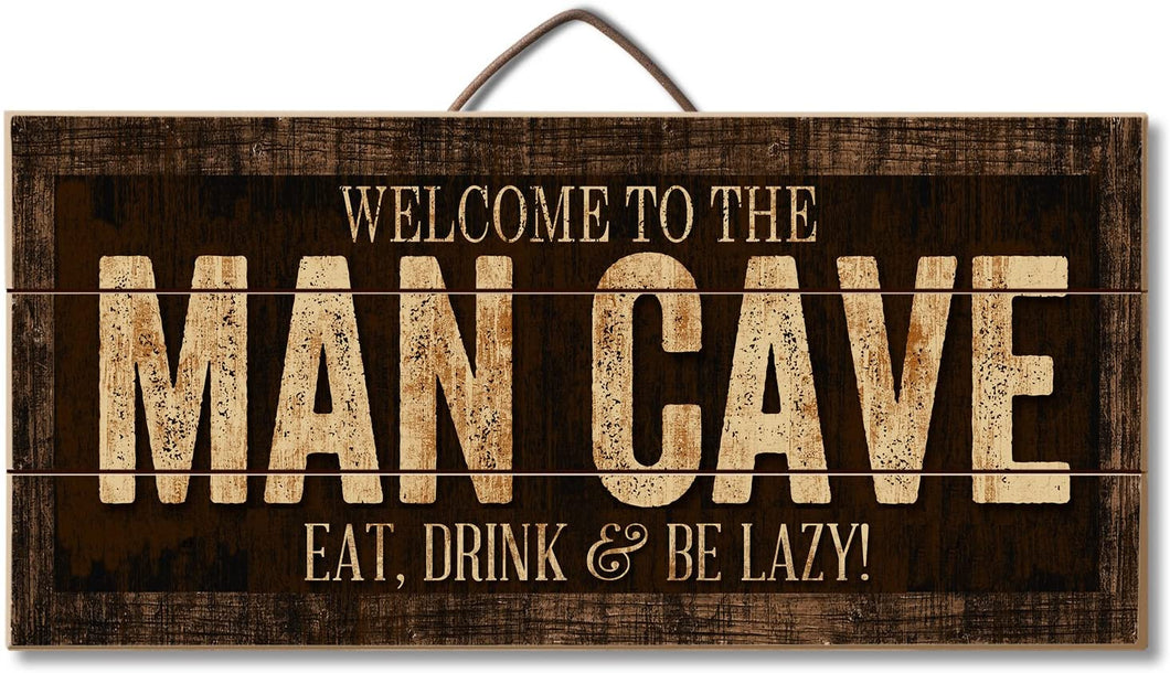 Highland Home Welcome to The Man Cave Slatted Pallet Wood Sign Made in The USA