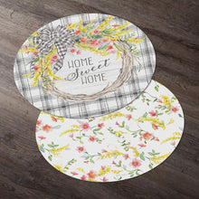 Load image into Gallery viewer, CounterArt Spring Gingham Wreath Reversible Easy Care Set of 4 Placemats, Made in The USA
