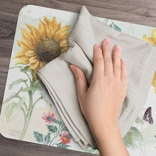 Load image into Gallery viewer, CounterArt Sunflower Splendor by Beth Grove Reversible Easy Care Set of Four Placemats, Made in The USA
