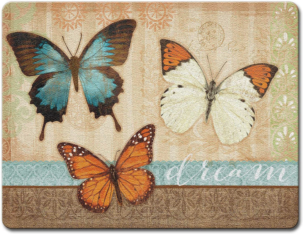 Burlap & Butterflies - Large Glass Cutting Board 15x12