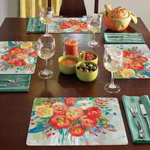 Load image into Gallery viewer, CALA HOME Coral Floral by Mollie B. Table Mats Boxed Set of Four Placemats
