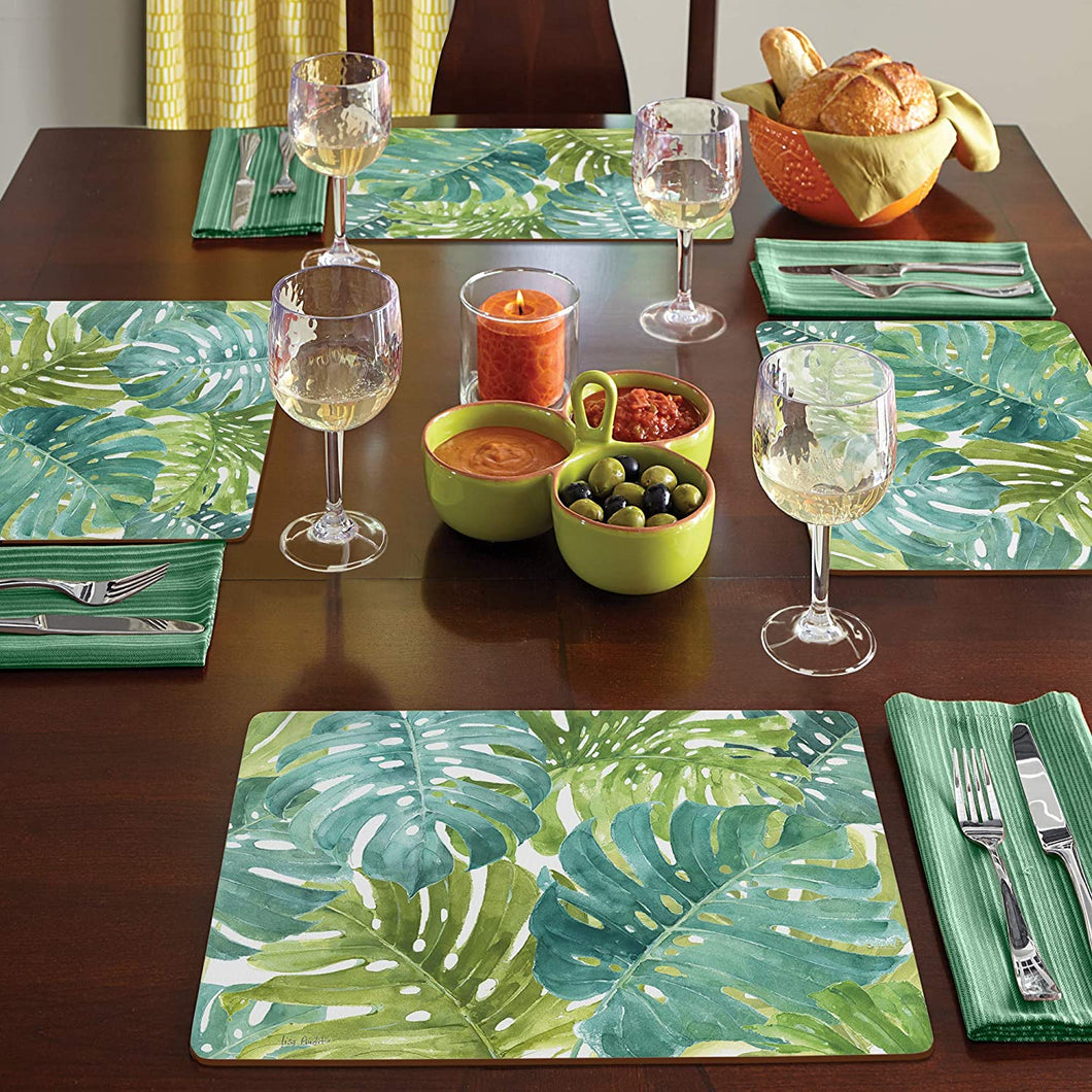 CALA HOME Tropical Green by Lisa Audit Table Mats Boxed Set of Four Placemats