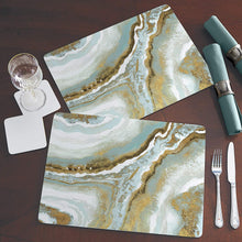 Load image into Gallery viewer, CALA HOME Teal Agate by Patricia Pinto Table Mats Boxed Set of Four Placemats
