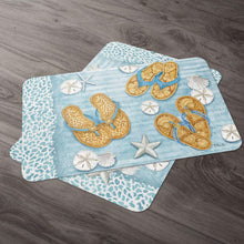 Load image into Gallery viewer, CounterArt Key Largo Sandals Reversible Rectangular Easy Care Placemat Set of 4 Made in The USA
