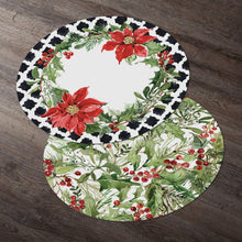 Load image into Gallery viewer, CounterArt Cardinal Greenery Reversible Easy Care Plastic Placemat Set of 4 Made in The USA
