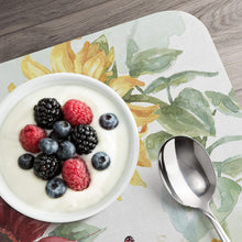 Load image into Gallery viewer, CounterArt Sunflower Splendor by Beth Grove Reversible Easy Care Set of Four Placemats, Made in The USA
