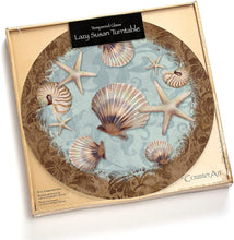 Load image into Gallery viewer, CounterArt Coastal Charm Tempered Glass Lazy Susan Turntable 13 Inch Diameter
