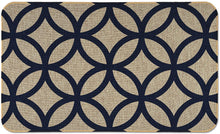 Load image into Gallery viewer, Counterart Natural Linen Look Decorative Low Profile Indoor/Outdoor Floor Mat with Recycled Rubber Back, Circles, Printed in The USA, 29.5” x 17.75”.

