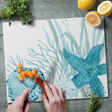 Load image into Gallery viewer, CounterArt Coral Life Tempered Glass Counter Saver Cutting Board 15 inch by 12 inch Made in the USA

