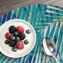 Load image into Gallery viewer, CounterArt Miami Palms Reversible Easy Care Set of Four Placemats, Made in The USA
