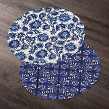 Load image into Gallery viewer, CounterArt Shades of Blue Reversible Easy Care Set of Four Placemats, Made in The USA
